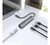 Hub usb tipo-c aisens asuc-4p038-gr/ 1xusb tipo-c/ 2xusb/ 1xrj45/ gris