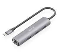 Aisens dock usb-c a ethernet gigabit + hub 3xusb-a, gris, 15cm