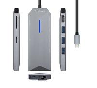 Docking USB Tipo-C Aisens ASUC-8P004-GR/ 1xHDMI/ 3xUSB/ 1xRJ45/ 1xLector Tarjetas / 1xUSB Tipo-C PD/ Gris