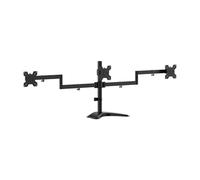 AISENS - DT27TSR-287 - Soporte de Mesa con Peana Eco Giratorio e Inclinable para 3 Monitores 10Kg (3 Pivotes, 2 Brazos) de 13-27, Negro