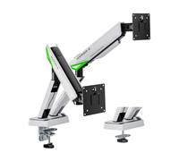 AISENS - DT38TSR-345 - Soporte DE Mesa Gaming CONTRAPESO Giratorio E INCLINABLE para Monitor/TV 16KG (3 PIVOTES, 2 Brazos) DE 17-38, Negro-Blanco