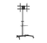 AISENS Floor Stand with Wheel, DVD Tray for Monitor/TV 50Kg from 37-86, Black-Silver