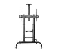 AISENS - FT100TE-123 - Soporte DE Suelo Eco con Rueda Y MANIVELA, Bandeja Y Soporte DE CÁMARA para TV 100KG DE 60-100, Negro