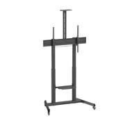 AISENS - FT100TE-403 - Soporte DE Suelo Eco con Ruedas Y MANIVELA, Bandeja para DVD Y Soporte DE CÁMARA para Monitor/TV 120KG DE 60-100, Negro