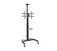 AISENS - FT70TE-169 - Soporte de Suelo Eco con Ruedas y Manivela, Bandeja para DVD y Soporte de Cámara para Monitor/TV 50Kg de 37-70, Negro