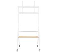 AISENS Soporte de suelo eco con rueda, 1 bandeja para pantalla interactiva/TV 80kg de 37-86, Blanco+Madera