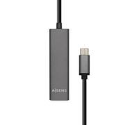 Aisens Hub USB A109-0403 – USB-C 3.1 macho a 4x USB-A hembra – Gris, 15 cm