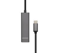 Aisens Hub USB A109-0403 – USB-C 3.1 macho a 4x USB-A hembra – Gris, 15 cm
