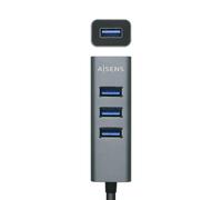 AISENS - Hub USB 3.1 USB-C, USB-C/M - 4x Tipo A/H, Gris, 10 cm