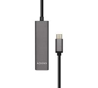 Aisens hub usb 3.1 usb-c macho a 4x tipo a hembra - 15cm - gris