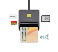 Lector de DNI y Tarjetas Aisens ASCR-SN02SD-BK/ USB 2.0/ Negro