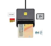 AISENS - ASCR-SN02SD-BK - LECTOR DE TARJETA DNI CON LECTOR DE TARJETAS SD + SIM, NEGRO
