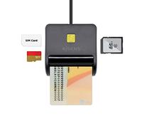 AISENS Lector de Tarjeta Inteligente DNI con Lector de Tarjetas SIM. SD. Micro SD. MMC. RS-MMC. MMC Micro. Negro