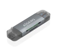 AISENS - Lector de Tarjetas SD, Micro SD, MMC, RS-MMC, MMC Micro, USB-A y USB-C, Gris - ASCR-2AC08-GR
