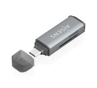 AISENS Lector de tarjetas SD, Micro SD, MMC, Rs-MMC, MMC Micro, USB-C, Gris