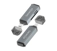 AISENS - Lector De Tarjetas SD, Micro SD, MMC, Rs-MMC, MMC Micro, USB-C, Gris