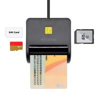 AISENS ASCR-SN02SD-BK Lector de Tarjeta DNI + SD + SIM, Negro | Lector de DNI electrónico, Compatible con tarjetas SD, Compatible con tarjetas SIM