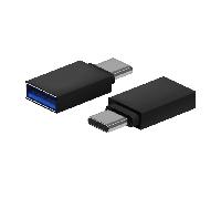 AISENS Mini Adaptador Aluminio USB 3.2 Gen1 3A, Tipo USB-C/M-A/H, Negro