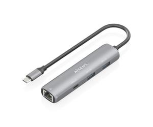 AISENS - P/N: ASUC-4P039-GR - Dock USB-C A ETHERNET GIGABIT + HUB 1xUSB-C+2xUSB-A, Gris, 15CM