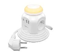 Aisens Regleta multifunción con 4 tomas, QC3.0, luz nocturna, 1,8 m Blanco