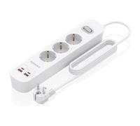 AISENS Regleta de Enchufes Multifuncion con 3 Tomas + Cargador PD3.0 20W 2xUSB-C, 2xUSB-A, 1.4m, Blanco
