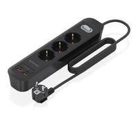 AISENS Regleta de Enchufes Multifuncion con 3 Tomas + Cargador PD3.0 20W 2xUSB-C, 2xUSB-A, 1.4m, Negro