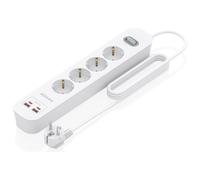 AISENS Regleta de Enchufes Multifuncion con 4 Tomas + Cargador PD3.0 20W 2xUSB-C, 2xUSB-A, 1.4m, Blanco