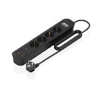 Regleta con interruptor aisens asps-2a2c13-bk/ 4 tomas de corriente/ 2 usb - 2 usb tipo-c/ cable 1.4m/ negro