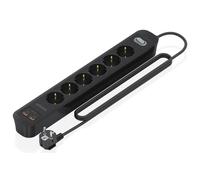 AISENS Regleta de Enchufes Multifuncion con 6 Tomas + Cargador PD3.0 20W 2xUSB-C, 2xUSB-A, 1.4m, Negro