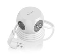AISENS Regleta de Enchufes Sobremesa Multifuncion con 3 Tomas 2xUSB C 2xUSB A 1 4M Blanco