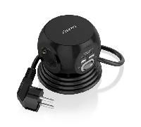 AISENS - ASPS-2A2C05-BK - Regleta de Enchufes Sobremesa Multifuncion con 3 Tomas + 2XUSB-C, 2XUSB-A, 1.4M, Negro