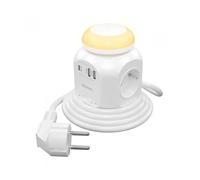 Regleta con Interruptor y Luz Nocturna Aisens ASPS-2A1CLPQ02-W/ 4 Tomas de Corriente/ 1 USB Tipo-C PD/ 2 USB/ Cable 1.8m/ Blanco