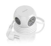 AISENS - ASPS-2A2C04-W - Regleta de Enchufes Sobremesa Multifuncion con 3 Tomas + 2XUSB-C, 2XUSB-A, 1.4M, Blanco
