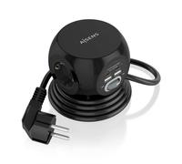 AISENS - ASPS-2A2C05-BK - Regleta de Enchufes Sobremesa Multifuncion con 3 Tomas + 2XUSB-C, 2XUSB-A, 1.4M, Negro