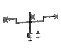 AISENS - DT27TSR-281 - Soporte de Mesa Eco Giratorio e Inclinable para 3 Monitores 10Kg (3 Pivotes, 2 Brazos) de 13-27, Negro