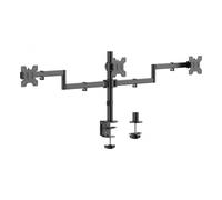AISENS - Soporte de mesa eco giratorio e inclinable para 3 monitores 10kg (3 Pivotes, 2 Brazos) de 13-27, Negro