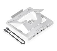 AISENS - ASUC-7P045-GR - Soporte DE SOBREMESA Ajustable para PORTATIL/Tablet con USB-C Docking 7 EN 1, Gris