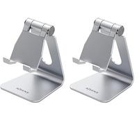 AISENS Soporte De Sobremesa Tamaño M Ajustable (1 Pivote) para Movil/Tablet, Plata (Paquete de 2)