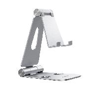 AISENS MS2PXL-092 Soporte TAMAÑO XL DE SOBREMESA Ajustable (2 PIVOTES) para TELEFONO/Tablet, Plata