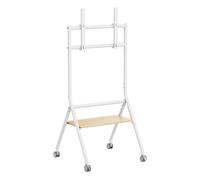 AISENS Soporte de suelo eco con rueda, 1 bandeja para pantalla interactiva/TV 80kg de 37-86, Blanco+Madera