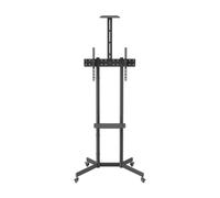 AISENS - Soporte De Suelo Eco Con Rueda, Bandeja Para DVD Y Soporte De Cámara Para Monitor/TV 45kg De 37-70, Negro