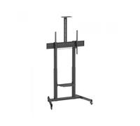 AISENS Soporte De Suelo Eco Con Ruedas Y Manivela, Bandeja Para DVD Y Soporte De Camara Para Monitor/TV 120kg De 60"-100", Negro