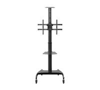 AISENS - FT70TE-169 - Soporte de Suelo Eco con Ruedas y Manivela, Bandeja para DVD y Soporte de Cámara para Monitor/TV 50Kg de 37-70, Negro