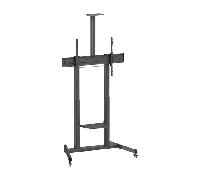 AISENS - FT100TE-403 - Soporte DE Suelo Eco con Ruedas Y MANIVELA, Bandeja para DVD Y Soporte DE CÁMARA para Monitor/TV 120KG DE 60-100, Negro
