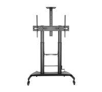 AISENS - FT100TE-123 - Soporte DE Suelo Eco con Rueda Y MANIVELA, Bandeja Y Soporte DE CÁMARA para TV 100KG DE 60-100, Negro