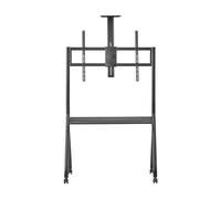 AISENS - Soporte de Suelo Pro Con Rueda, 1 Bandeja Y Soporte de Camara Para Pantalla Interactiva/TV 120kg de 55""-100"", Negro