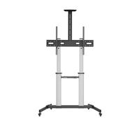 AISENS Soporte de Suelo Pro con Ruedas Bandeja DVD/Cámara para Monitor/TV 100Kg 60-100 Negro/Plata