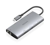 AISENS USB-C Dock 10 en 1, USB-C a 1xHDMI, 1xDisplayPort, 1xRJ45, 1xUSB-A 10G, 1xUSB-A 5G, 2xUSB-C 10G, 1xUSB-C PD100W, 1xSD, 1xMicroSD, Gris, 20cm