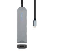 AISENS - USB-C dock 4 en 1, USB-C a 1xHDMI, 2xUSB, 1xPD, Gris, 15 cm