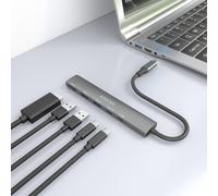 AISENS - USB-C Dock 5 en 1, USB-C A, 1x HDMI 2x USB-A, 1x USB-C, 1x USB-C PD, Gris, 15cm
